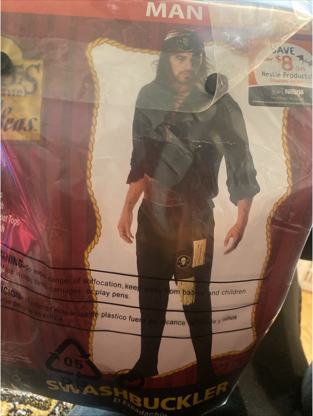 NIP Pirates of the Seven Seas Swashbuckler Complete Costume Mens Lg (36/38)